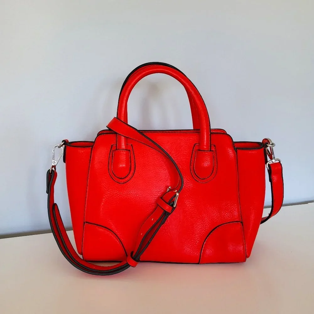 Parfois Red Vegan Faux Leather Medium Cross Body Bag, Tote Handles, GUC - Picture 8 of 12